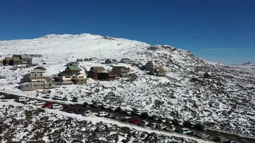 Ben Lomond Alpine Village, Ben Lomond, Tasmania Winter Snow Aerial Drone 4K