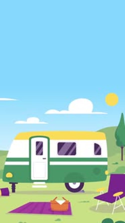 Caravan And A Camping Area Vertical