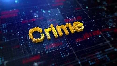 Crime Text Animation in 3D Pixelated Digital Style