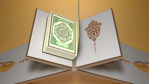 3D-Öffnung des heiligen Korans, islamisches heiliges Buch