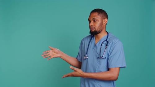 Medical Professional Explaining with Hand Gestures