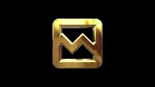 Golden 3D Picture Icon Loop Animation