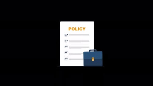 Corporate Policy Document and Briefcase Flat Design Animation