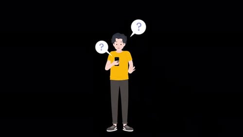 A Boy Confused with Questions Alpha Channel 4K