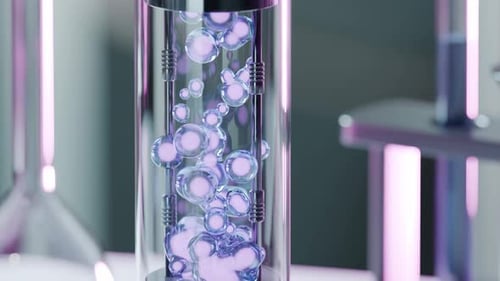 Abstract Futuristic Bubbles Flowing in a Liquid Column