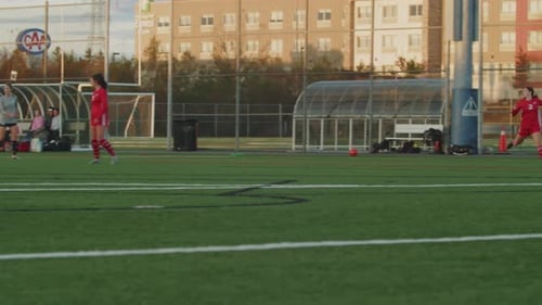 Two Women's Soccer Teams Play Soccer on the Practice Field Dartmouth Canada