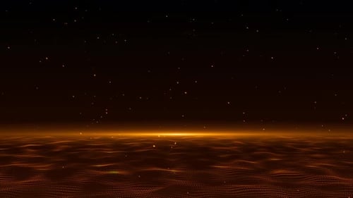 Abstract Particle Wave Background with Orange Glow