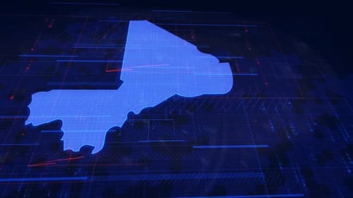 Mali Digital Map Animation with Futuristic Data Overlay