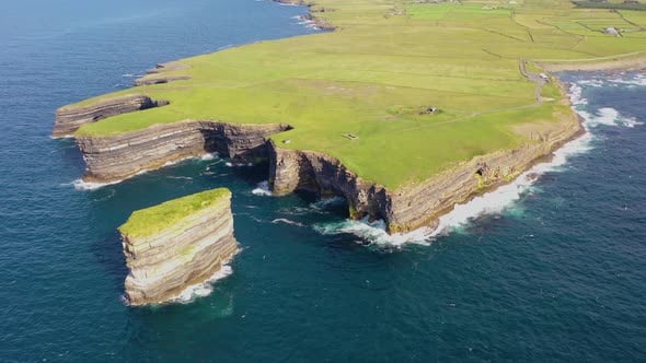 Aerial View of the Dun Briste Sea Stack at Downpatrick Head County Mayo ...