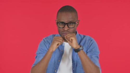 Young Adult Poses in Boxing Stance