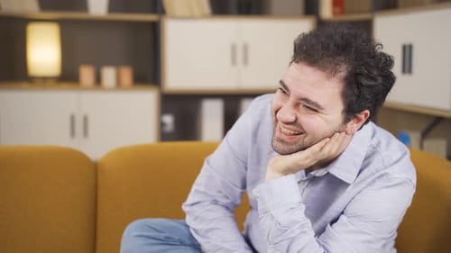Dreamy happy man.