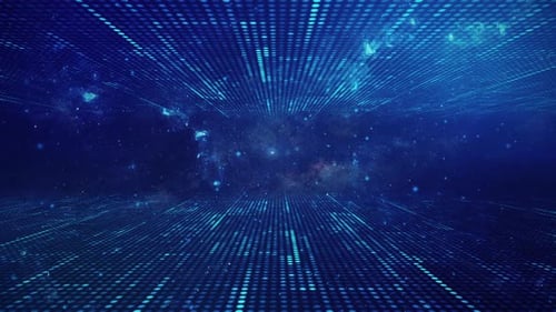 Futuristic Digital Data Grid Tunnel Background Loop