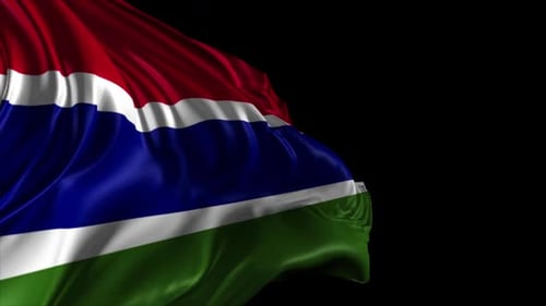 Realistic Waving Flag of The Gambia on Black Background