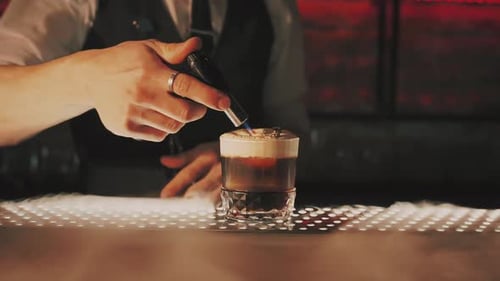 Cocktails with Coffee Beans at a Bar