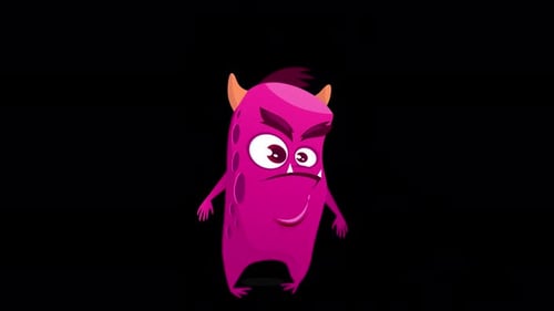 Animated Angry Pink Monster Character Loop