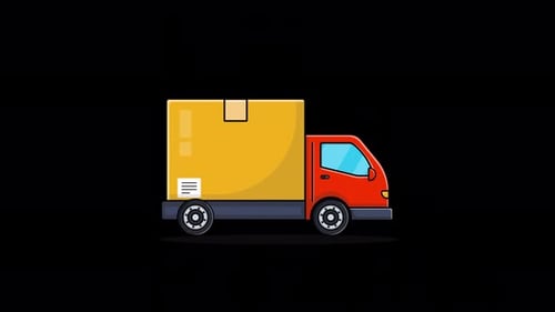 Animated Delivery Truck Carrying Package for Shipping