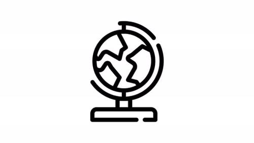 Rotating Globe Line Icon for Education and Global Concepts