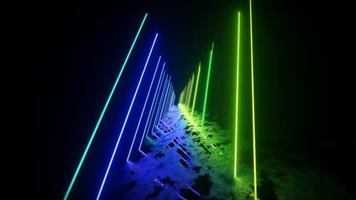 Line Colorful Neon Light Tunnel Background