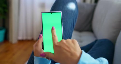 Relaxing with a Green Screen Smartphone Indoors