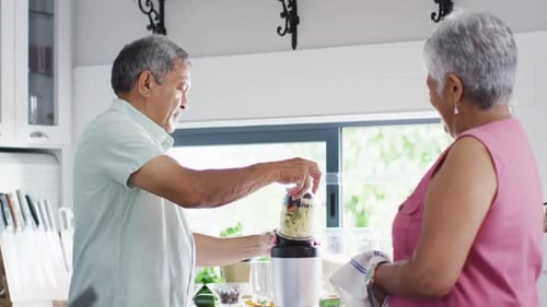 Mature Couple Making a Healthy Smoothie Together