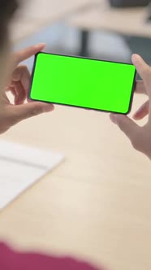 Close Up of African Man Watching Smartphone with Green Screen, Vertical Video