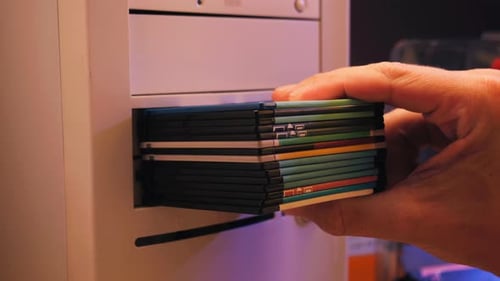 Floppy Disc FDD Close Up Using Diskette for Old PC Computer Macro Archive Programme or Music