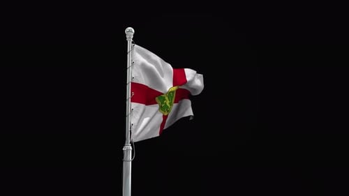 Alderney Flag Waving on Flagpole Realistic Animation
