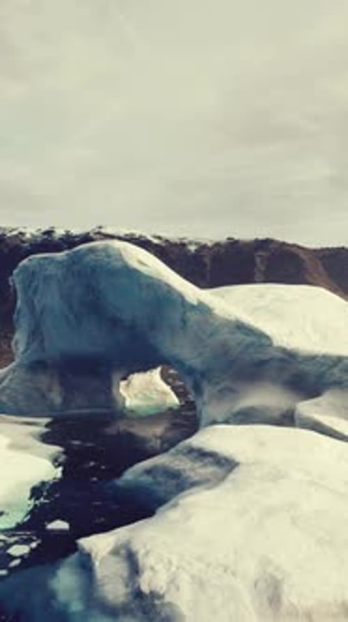 Closeup of Iceberg on Black Sand Shore