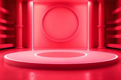 podium Futuristic showcase with platform for product displaying. Empty modern stage display