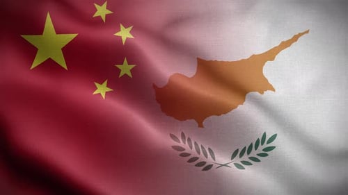 China and Cyprus Flags Waving Seamless Loop Background