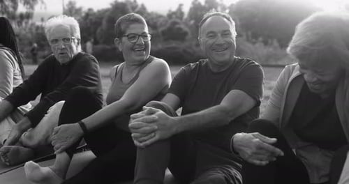 Multiracial Senior People Having Fun After Workout Exercises Outdoor with City Park