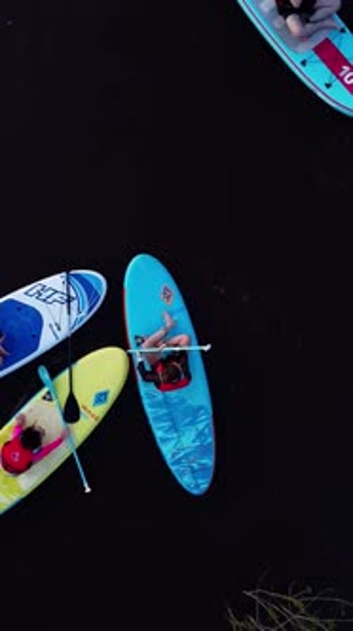 Paddleboarding on the Water, Aerial View, Summer Fun