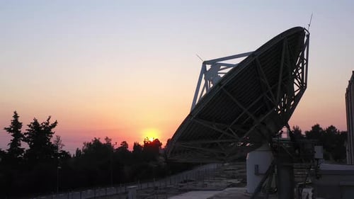 Satellite Dishes at sunset- Aerial view