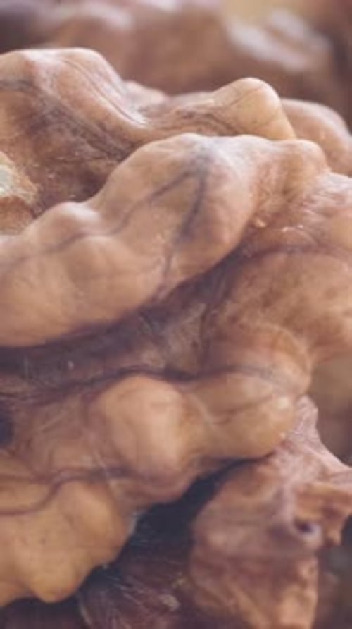Macro Video of Walnuts Spinning in a Circle Vertical Video