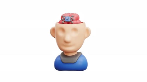 Head With An Ai Brain Inside It