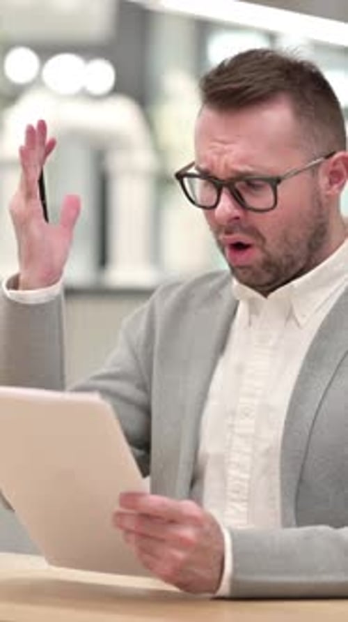 Man Reacting Negatively to Document in Modern Workplace