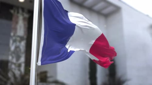 French Flag Waving in Realistic Slow Motion