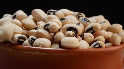 Black-Eyed Peas in Brown Bowl Close Up