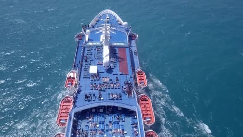 Cruise ship sailing across The Mediterranean sea - Aerial footage