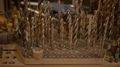 Drills Bits On Wooden Board
