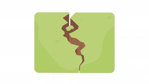 Earthquake crack in ground cartoon animation