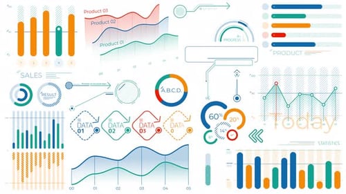 Satz animierter Infografik-Elemente für Geschäftsdaten