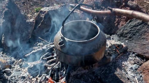 Kettle Boiling on an Open Campfire