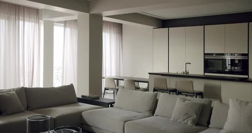 Elegant Modern Living Room with Integrated Kitchen Area