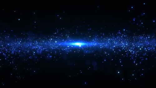 Abstract Blue Particles Flowing Light Energy Background