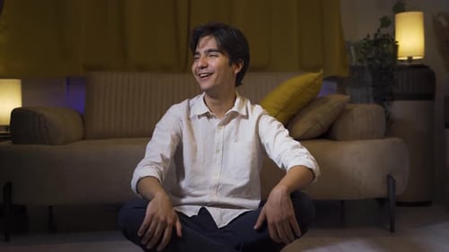 The man who talks to himself and laughs.