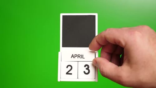 04. Calendar with the date April 23 on a green background. Illustration for an event of a certain da
