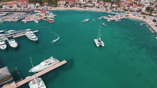 Yachts and Boats Moored in Marina Frapa in Rogoznica Croatia