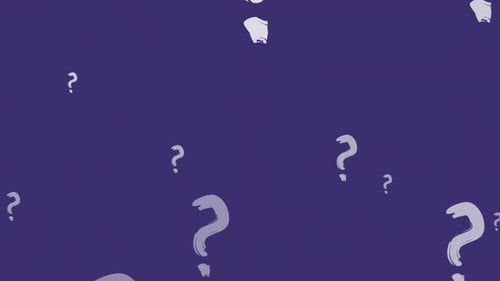Animation of hand drawn question marks moving on purple background