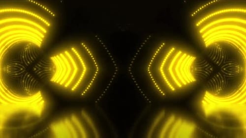 Dynamic geometric pattern glowing with bright yellow light